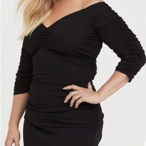 torrid Black Off-Shoulder Ruched Maxi Dress 1X